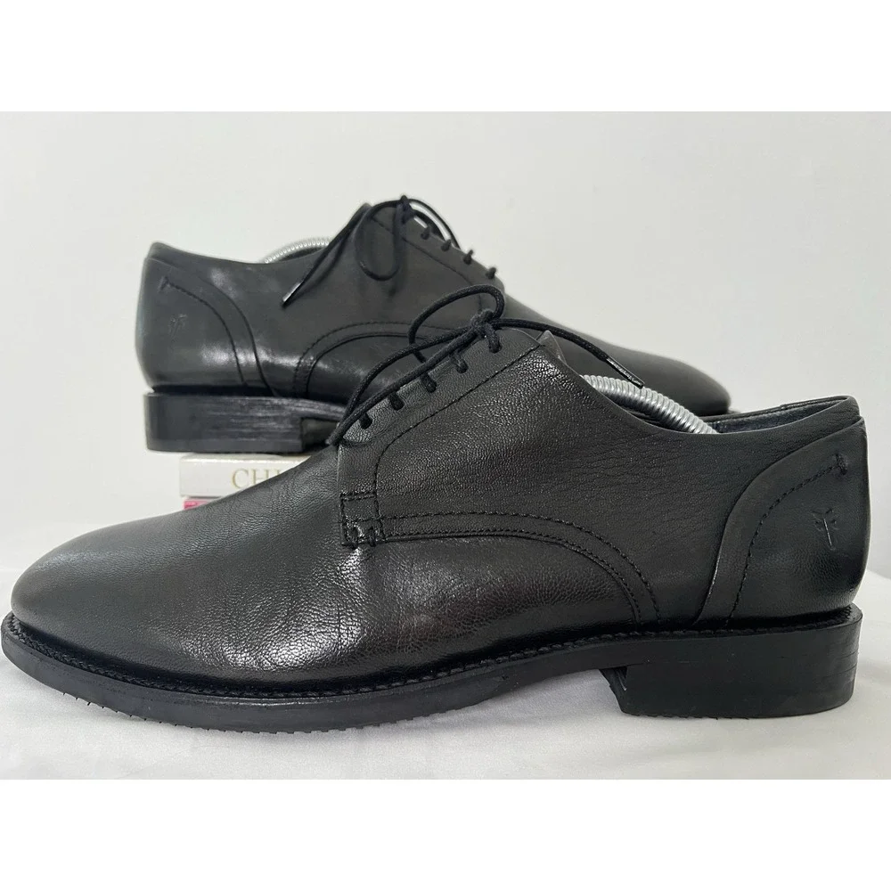 Frye Mens Corey Oxford Lace Up Goat Leather Black Casual Dress Wedding Shoes 11M
